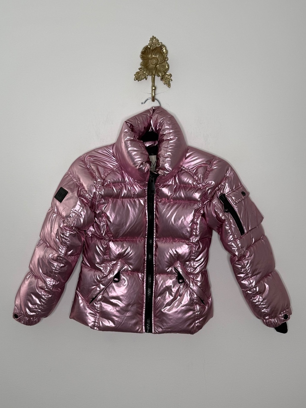 SAM. Metallic Pink Down Puffer Jacket